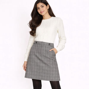 NWT Women's Banana Republic Gray Plaid A-Line Skirt 00P